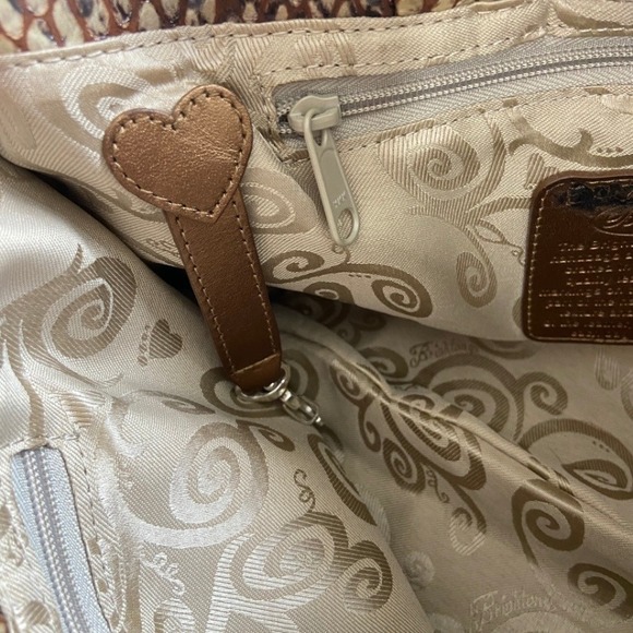 Brighton Nolita Brown Tan Reptile Snake Hobo Shoulder Bag‎ - Picture 9 of 10